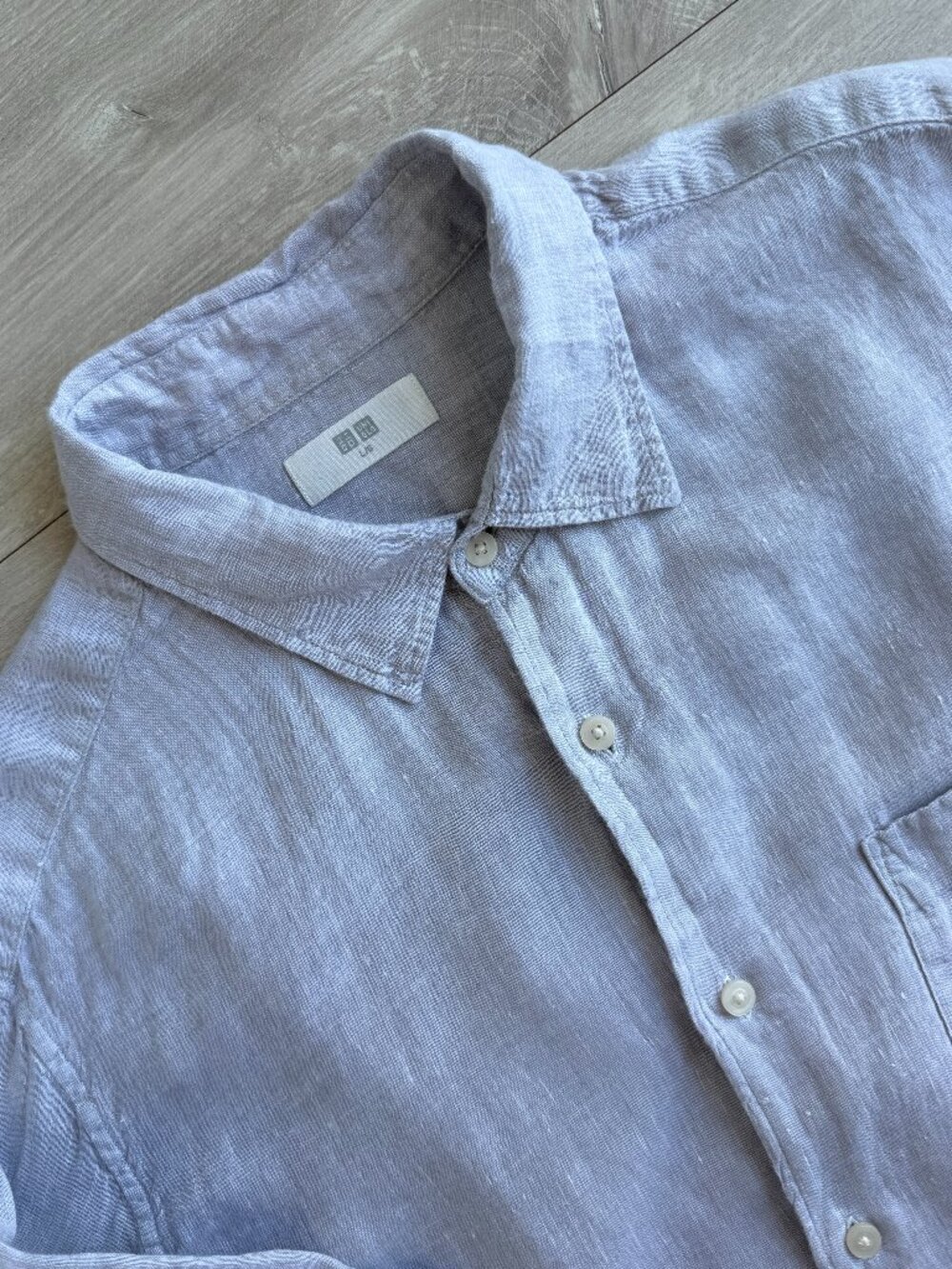 UNIQLO Button-Up Shirt Linen Light grey L